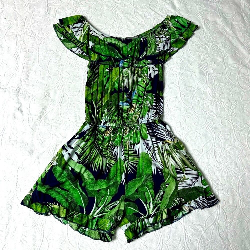 Tropical Leaf Print Romper Size Large